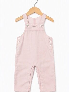 Cyrillus Paris France Pastel Pink Fine Wale Corduroy Bow Overalls 12M / 74cm